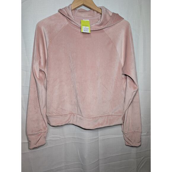 All In Motion Womens Velour Ribbed Hoodie Sz Small Cozy Blush Pink Soft - Picture 1 of 7